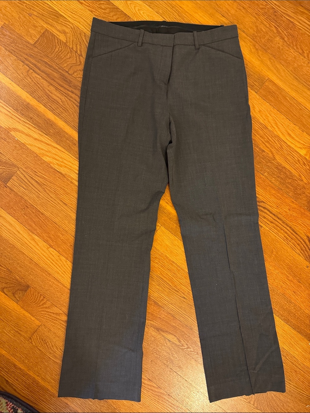 Theory Women's Straight-Leg Pants in Charcoal Gray